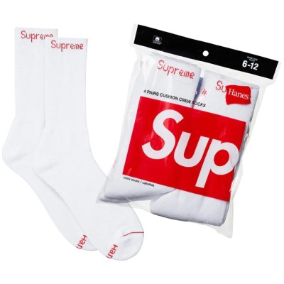 Supreme Hanes Crew Socks White (1szt.)