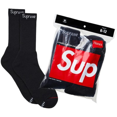 Supreme Hanes Crew Socks Black (1szt.)