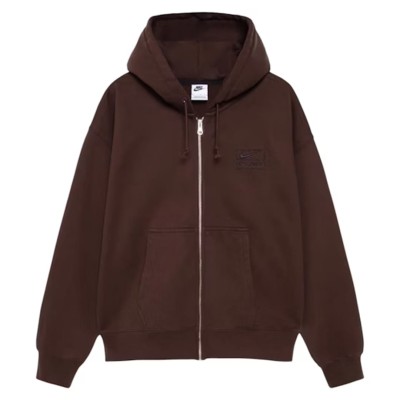 Stussy x Nike Stone Washed Fleece Zip Hoodie (FW25) Dark Cinder