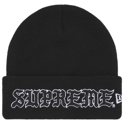 Supreme New Era Old English Beanie Black