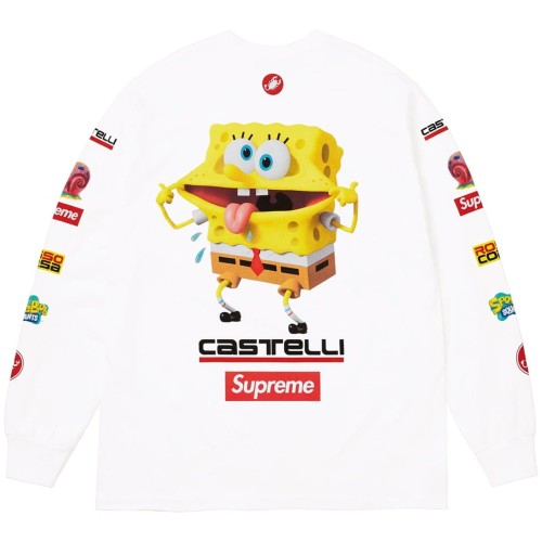Supreme Castelli Spongebob L/S Tee Mサイズ白 Supreme SpongeBob/Castelli Racing L/S Tee White