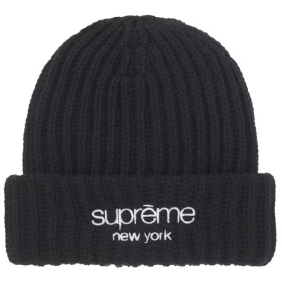 Supreme Chunky Rib Classic Logo Beanie Black