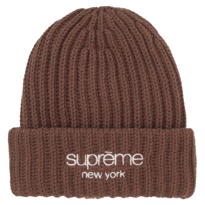 Supreme Chunky Rib Classic Logo Beanie Brown.jpg