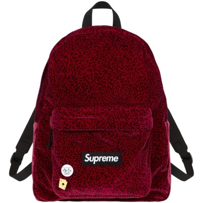 Supreme Velvet Backpack Red Leopard