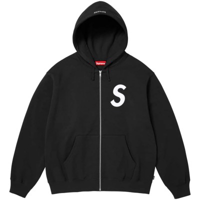 Supreme S Logo Zip Up Hooded Sweatshirt Black