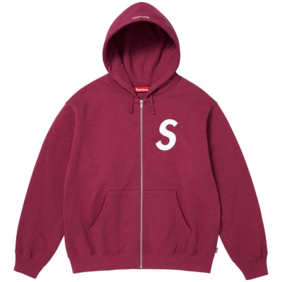 Supreme S Logo Zip Up Hooded Sweatshirt Raspberry