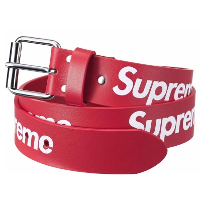 Supreme Repeat Leather Belt Red