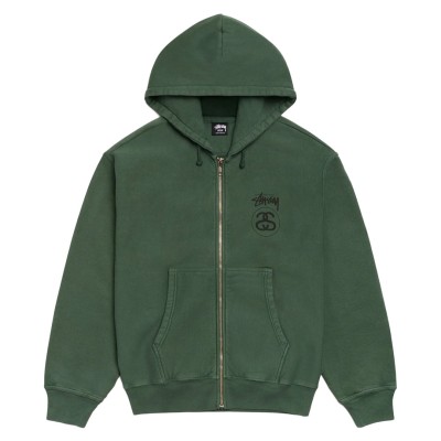 Stussy Stock Link Zip Hoodie Pigment Dyed Pine