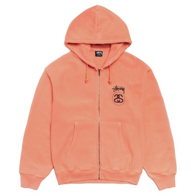 Stussy Stock Link Zip Hoodie Pigment Dyed Sherbert.jpg