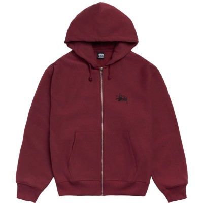 Stussy Basic Zip Hoodie Wine.jpg