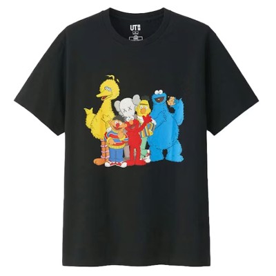 KAWS x Uniqlo x Sesame Street Group #2 Tee Black