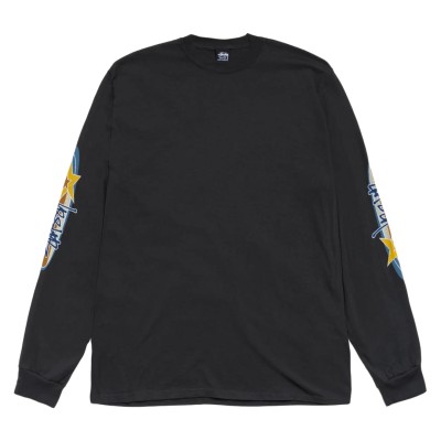 Stussy Two Star Ls Tee Pigment Dyed Faded Black