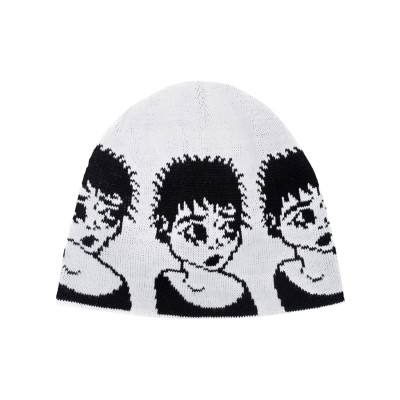 Pleasant Evil Emo White Beanie