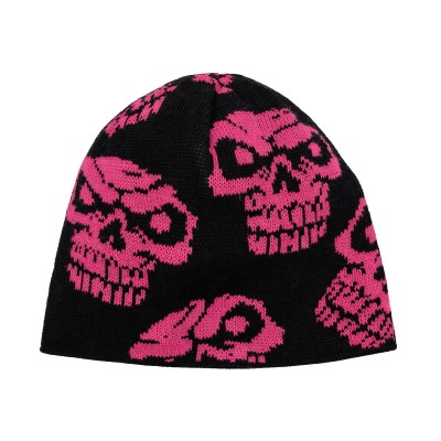 Pleasant Evil Skull Magenta Beanie.jpg