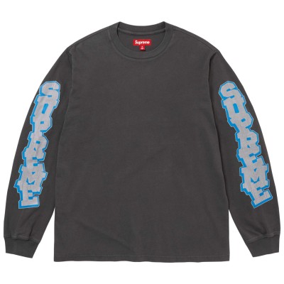 Supreme Cracked Sleeve L/S Top Washed Black