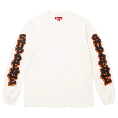 Supreme Cracked Sleeve L/S Top White