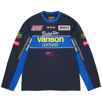 Supreme Vanson Leathers L:S Top Navy2.jpg