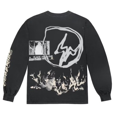 Travis Scott Cactus Jack For Fragment Logo L/S T-shirt Washed Black