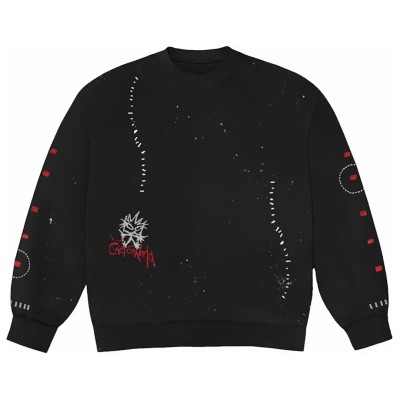 Travis Scott Stitched Crewneck Black