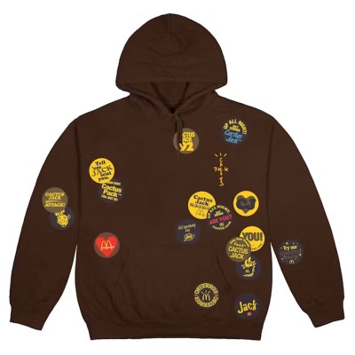 Travis Scott x McDonald's Sticker Bomb Hoodie Brown.jpg