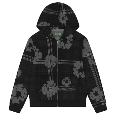 Denim Tears Plaid Cotton Wreath Zip Hoodie Black.jpg