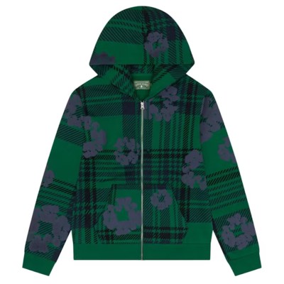 Denim Tears Plaid Cotton Wreath Zip Hoodie Green
