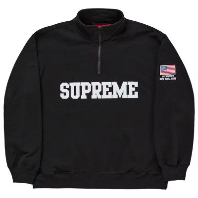 Supreme Shop Flag Half Zip Pullover Black.jpg