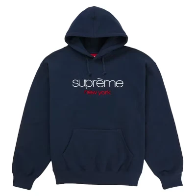 Supreme Classic Logo Hooded Sweatshirt Navy.jpg