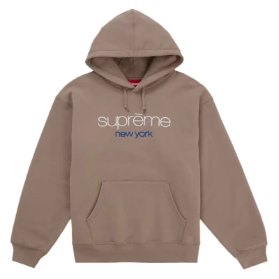 Supreme Classic Logo Hooded Sweatshirt Brown.jpg