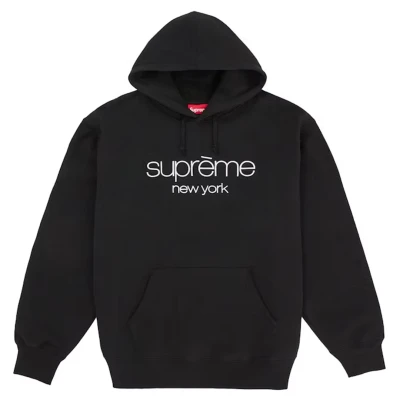 Supreme Classic Logo Hooded Sweatshirt Black