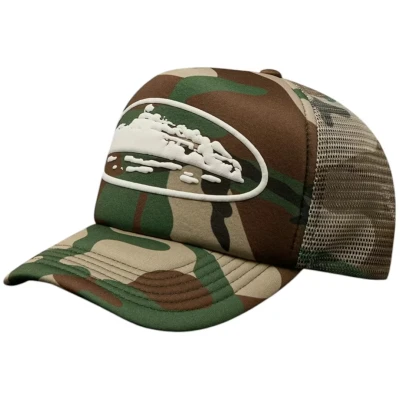 Corteiz Island Puff Print Trucker Hat Woodland Camo