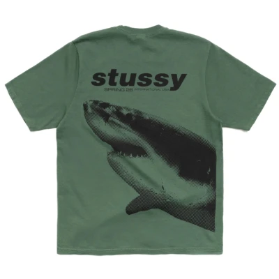 Stussy Shark Tee Pigment Dyed Pine.jpg