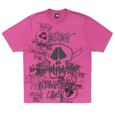 Stussy Skulls Tee Pigment Dyed Berry