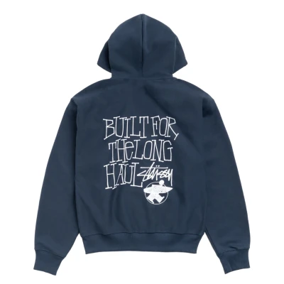 Stussy Long Haul Zip Hoodie Navy