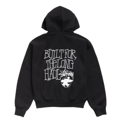 Stussy Long Haul Zip Hoodie Black