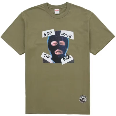 Supreme God Save Us Tee Light Olive