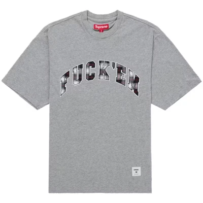 Supreme Fuck Em Plaid S/S Tee Heather Grey