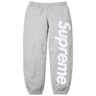 Supreme Satin Applique Sweatpant Heather Grey