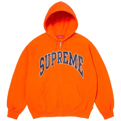 Supreme Cracked Raglan Zip Up Hooded Sweatshirt Dark Orange.jpg
