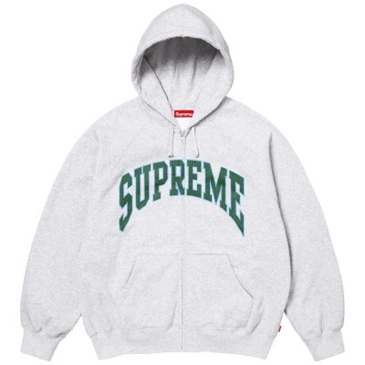 Supreme Cracked Raglan Zip Up Hooded Sweatshirt Ash Grey.jpg
