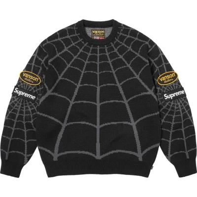 Supreme /Vanson Leathers Spider-Man Sweater Black