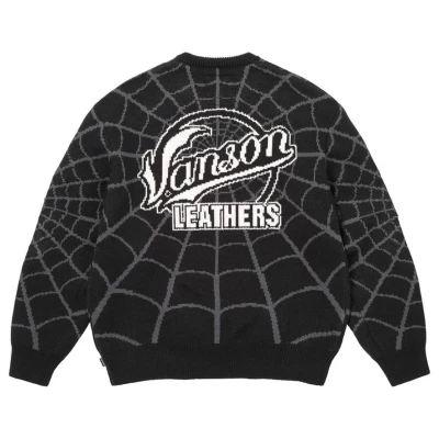 Supreme :Vanson Leathers Spider-Man Sweater Black2.jpg