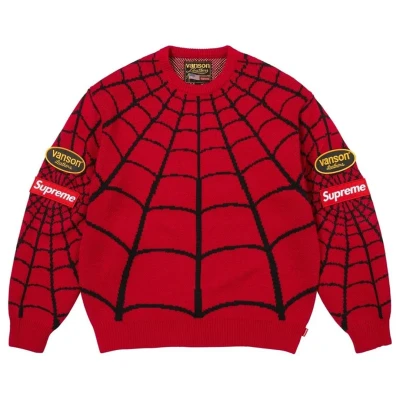Supreme :Vanson Leathers Spider-Man Sweater Red.jpg