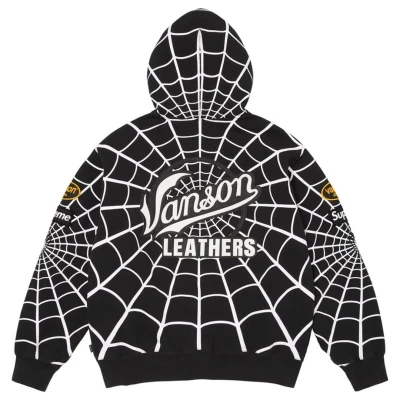 Supreme :Vanson Leathers Spider-Man Zip Up Hooded Sweatshirt Black2.jpg