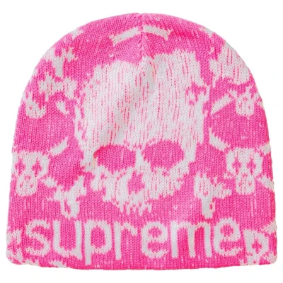 Supreme Vanson Leathers Skull Beanie Pink