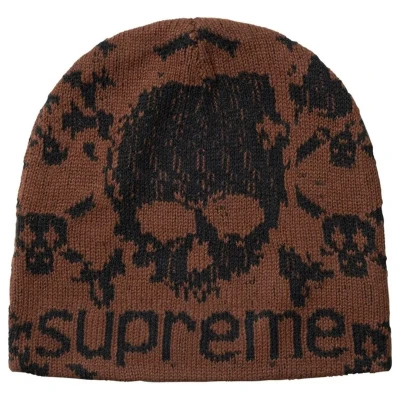 Supreme Vanson Leathers Skull Beanie Brown