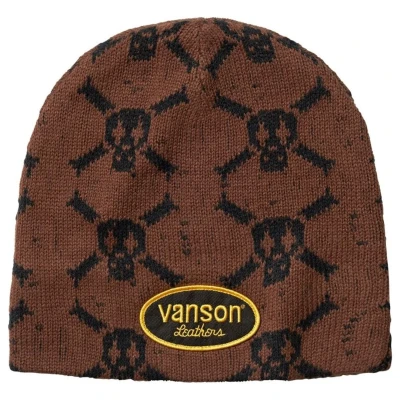 Supreme Vanson Leathers Skull Beanie Brown2.jpg