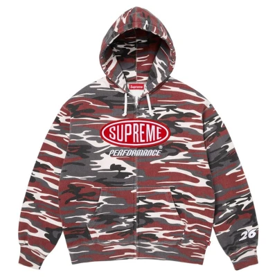 Supreme Performance Zip Up Hooded Sweatshirt Red Camo