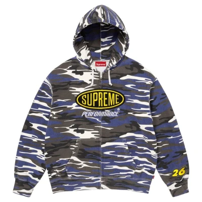 Supreme Performance Zip Up Hooded Sweatshirt Blue Camo