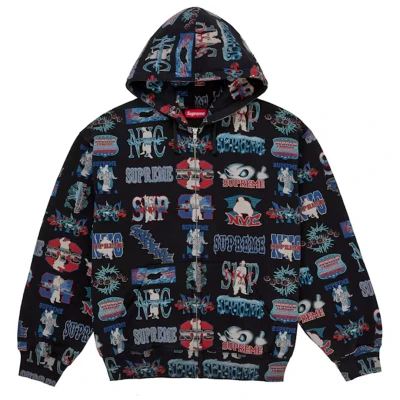 Supreme Flash Zip Up Hooded Sweatshirt Black.jpg